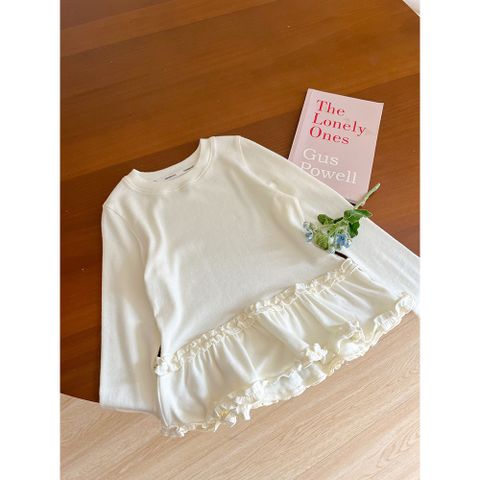 Set đồ bé gái AmbbKids - Áo thun trắng nhún tầng kết hợp quần ống đứng chấm bi thời trang, thoải mái và dễ thương cho bé 3-10 tuổi