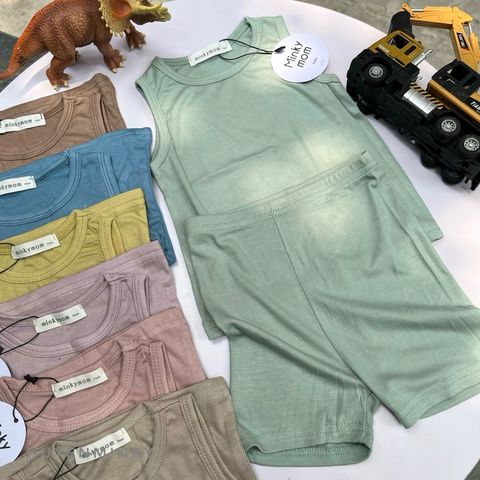 Bộ Ba Lỗ Thun Lạnh Cotton Mềm Mịn Cho Bé Trai/Gái - Thoáng Mát Mùa Hè 2025, Thương Hiệu Minkymom Quảng Châu