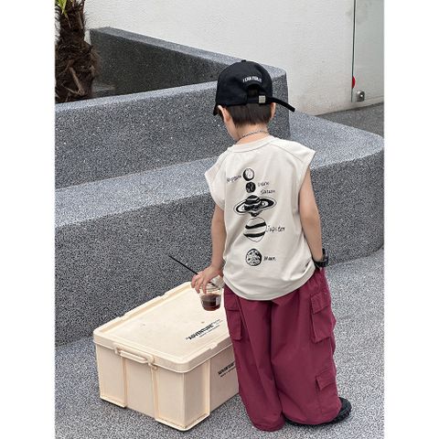 Áo Thun Sát Nách In Hình Các Hành Tinh Basic Hàn Quốc Cho Bé Trai - Dáng Rộng Cotton Năng Động AMBB 1510