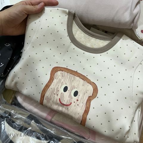 Bộ Đồ Ngủ Dài Tay Lót Nhung Dày Ấm Cho Bé - Hoạ Tiết Hoạt Hình Dễ Thương, Thời Trang Thu Đông Cho Bé Trai, Bé Gái