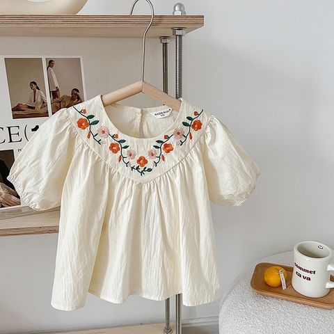 Áo Sơ Mi Thêu Hoa Tay Phồng và Chân Váy Hồng Dễ Thương Cho Bé Gái - Thời Trang Mùa Hè Năng Đ động Ambb Kids