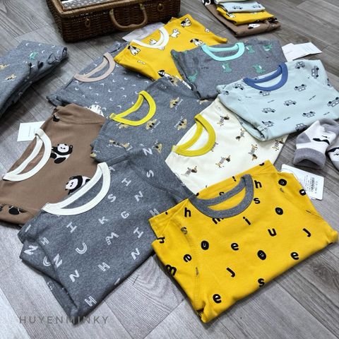 Bộ Đồ Dài Tay Cotton Giản Dị Cho Bé Trai & Bé Gái - Chất Liệu Mềm Mại, Thiết Kế Dễ Thương, Thích Hợp Mùa Thu Đông 2025