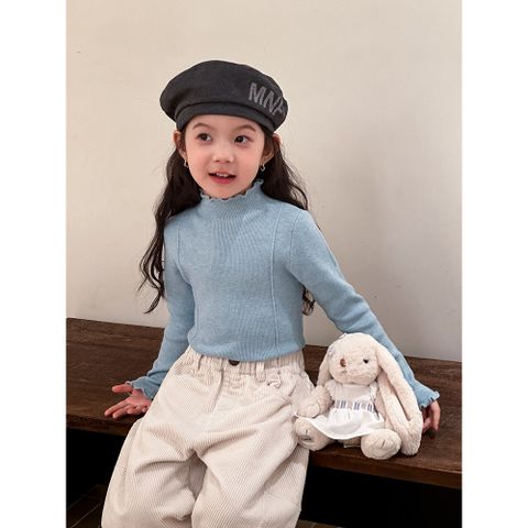 Áo Len Cổ Nhún Viền Co Dãn Cho Bé Gái - Thời Trang Thu Đông Hàn Quốc AMBBKIDS - Chất Liệu Dày Dặn, Nhiều Size 90-150