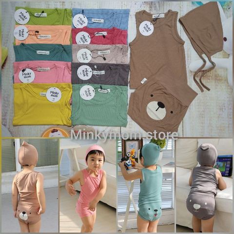 Set Quần Chip Kèm Nón Minkymom Quảng Châu - Hàng Thun Cao Cấp Siêu Xinh Cho Bé Sơ Sinh, Mềm Mại, Thoáng Mát - 11 Màu Sắc Hấp Dẫn