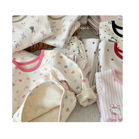 Bộ Đồ Ngủ Dài Tay Lót Nhung Ấm Cho Bé Trai Bé Gái Hàn Quốc - Hoạ Tiết Dễ Thương, Size 90-140, Thích Hợp Mùa Thu Đông 2025