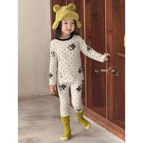 Bộ Đồ Ngủ Dài Tay Lót Nhung Ấm Cho Bé Trai Bé Gái Hàn Quốc - Hoạ Tiết Dễ Thương, Size 90-140, Thích Hợp Mùa Thu Đông 2025