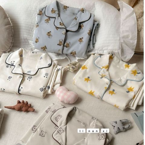 Bộ Pijama Dài Tay Cotton Cao Cấp Cho Bé Trai Bé Gái - Hoạ Tiết Dễ Thương Xuất Hàn 2025 - Thời Trang Trẻ Em Ấm Áp