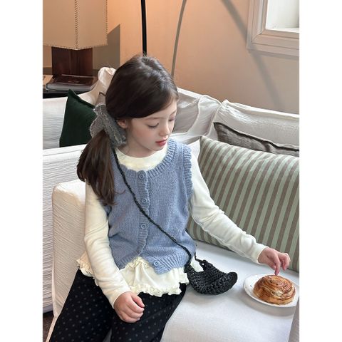 Áo Gile Len Dệt Kim Ngắn Ambbkids Cho Bé Gái - Phong Cách Thu Đông Hàn Quốc Ngọt Ngào, Nhiều Lớp, Size 90-150