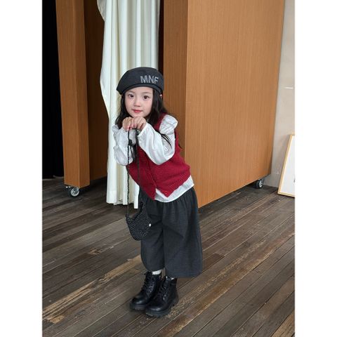 Áo Gile Len Dệt Kim Ngắn Ambbkids Cho Bé Gái - Phong Cách Thu Đông Hàn Quốc Ngọt Ngào, Nhiều Lớp, Size 90-150