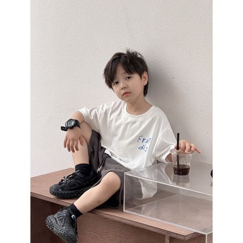 Áo Thun Ngắn Tay Có Chữ Bàn Phím Số Cotton Dáng Rộng Phong Cách Hàn Quốc Cho Bé Trai - Thời Trang Năng Động Hàng Ambbkids Chính Hãng