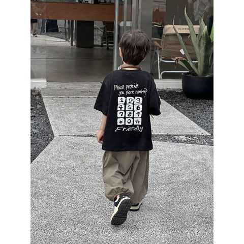 Áo Thun Ngắn Tay Có Chữ Bàn Phím Số Cotton Dáng Rộng Phong Cách Hàn Quốc Cho Bé Trai - Thời Trang Năng Động Hàng Ambbkids Chính Hãng