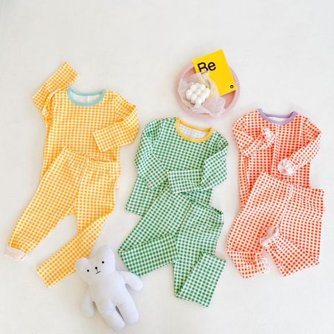Bộ Dài Tay Kẻ Caro Hàn Quốc Cho Bé - Thời Trang Thu Đông Cao Cấp Dễ Thương Cho Bé Trai & Bé Gái 100% Cotton Mềm Mại