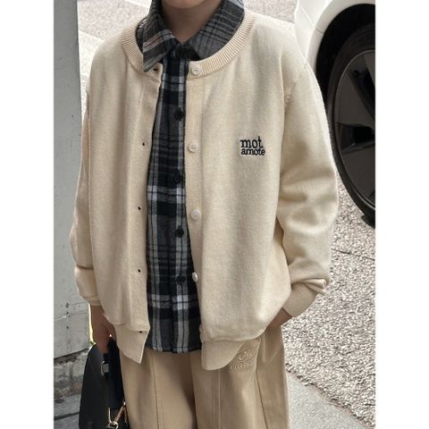 Áo Len Cardigan Nhung Thỏ Thêu Chữ Mot Amote Dáng Rộng Cho Bé - Thời Trang Thu Đông Hàn Quốc Ambbkids Size 90-150