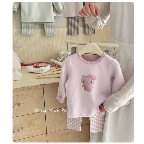 [Linanxi] Bộ Quần Áo Nỉ Dài Tay Mặc Nhà Hoạt Hình Dễ Thương Cho Bé Trai, Bé Gái Mẫu Mới Thu Đông 2025