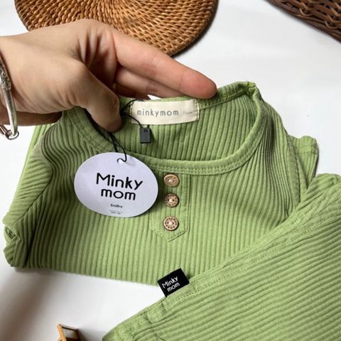 Bộ Đồ Dài Tay 3 Cúc Thun Gân MinkyMom Chính Hãng - Chất Liệu Cotton Mềm Mại, An Toàn Cho Bé, Phong Cách Thời Trang Trẻ Em