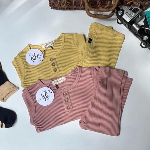 Bộ Đồ Dài Tay 3 Cúc Thun Gân MinkyMom Chính Hãng - Chất Liệu Cotton Mềm Mại, An Toàn Cho Bé, Phong Cách Thời Trang Trẻ Em