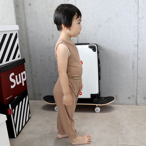 MINKYMOM 2023 Bộ Ba Lỗ Tăm Quần Dài Bo Gấu Co Dãn, Thấm Hút, Thoáng Mát Cho Bé Trai Gái - Trang Phục Hè Đáng Yêu