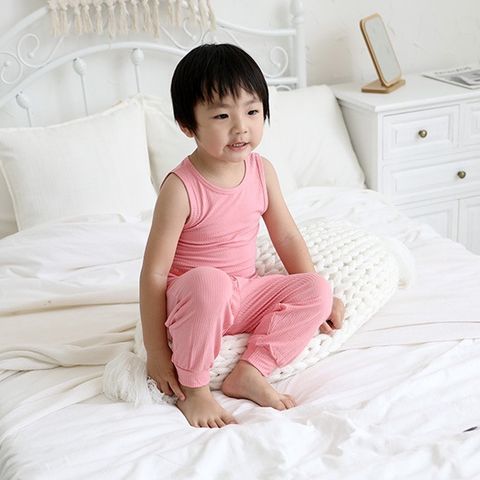 MINKYMOM 2023 Bộ Ba Lỗ Tăm Quần Dài Bo Gấu Co Dãn, Thấm Hút, Thoáng Mát Cho Bé Trai Gái - Trang Phục Hè Đáng Yêu