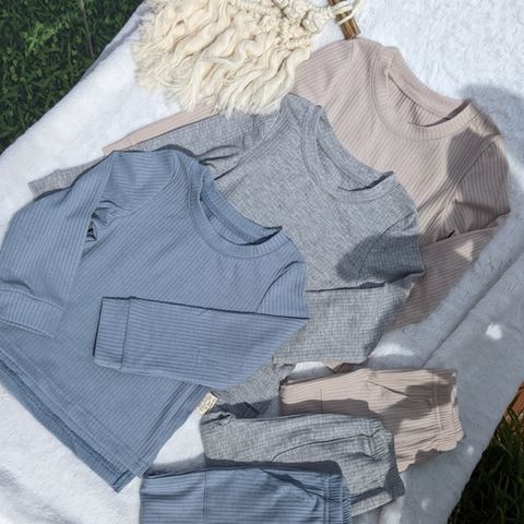 Bộ Đồ Thun Gân Bé Trai/Gái Peekaboo - Chất Liệu Cotton Mềm Mại, Phong Cách Hàn Quốc Dễ Thương, Thoáng Mát Cho Mùa Thu Đông