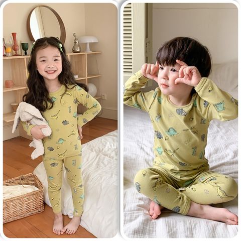 Bộ Đồ Ngủ Dài Tay Thu Đông AMBB KIDS Cho Bé Trai Bé Gái - Chất Liệu Thun Mềm, Dễ Thương Nhiều Mẫu Mới 2024