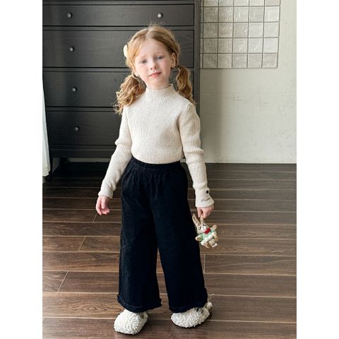 [Ảnh thật]-Áo Len Cổ 3 Phân, Lật Gấu Tay Điệu Đà Dáng Ôm Co Dãn Mềm Mại Cho Bé Gái Phong Cách Thu Đông Hàn Quốc 2024