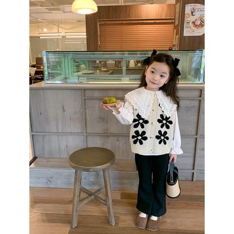 Áo Gile Len Kết Hợp Áo Sơ Mi Dài Tay Cho Bé Gái - Phong Cách Thu Đông Hàn Quốc, Size 90-150, Thời Trang Nữ 2023