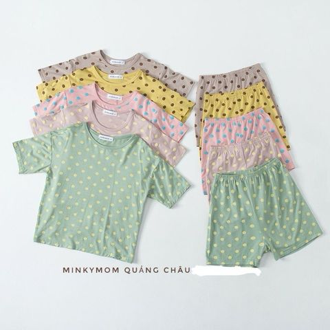 Bộ Cộc Tay Chấm Bi Thun Lạnh Minky Mom Cho Bé - Chất Liệu Cotton Mềm Mại, An Toàn và Thoáng Mát, Size Đa Dạng Từ 6-26kg