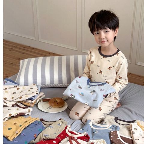 Bộ Quần Áo Ngủ AmbbKids Dài Tay Thu Đông 2024 - Đồ Ngủ Thoáng Mát Cho Bé Trai Bé Gái, Vải Mềm Chất Lượng Cao