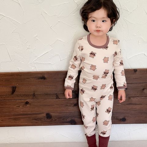 Bộ Đồ Ngủ Dài Tay Cotton 280g Không Đường Gân Họa Tiết Dễ Thương Cho Bé Trai Bé Gái - Phong Cách Hàn Quốc