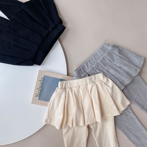 AMBB - Quần Legging Giả Váy, Quần Nỉ Liền Chân Váy Xếp Ly Cho Bé Gái Hàng Ambb Kids Quảng Châu