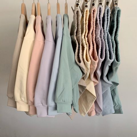 Bộ Quần Áo Dài Tay Cotton Dáng Thụng Bo Gấu Màu Pastel Cho Bé Trai Bé Gái - Thời Trang Thu Đông 2023 Siêu Dễ Thương
