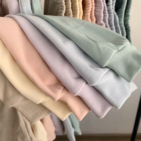 Bộ Quần Áo Dài Tay Cotton Dáng Thụng Bo Gấu Màu Pastel Cho Bé Trai Bé Gái - Thời Trang Thu Đông 2023 Siêu Dễ Thương