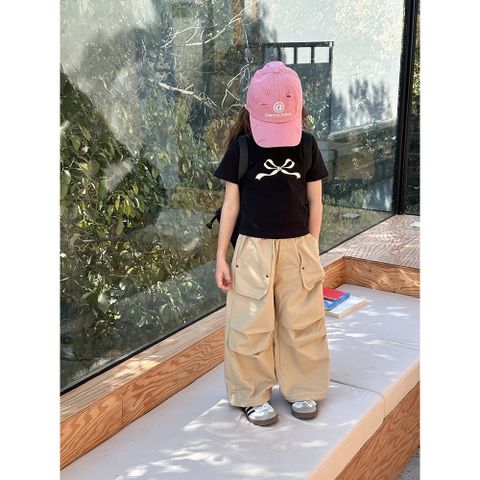 Áo Thun Ngắn Tay Hình Nơ Dễ Thương Cho Bé Gái - Phong Cách Hàn Quốc, Cotton Mềm Mịn, Hàng Ambbkids, Size 90-150cm