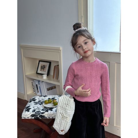 Áo Len Mỏng Cổ Ren Cho Bé Gái - Phong Cách Hàn Quốc Thu Đông 2024, Size 90-150, Dáng Ôm Co Dãn Mềm Mại
