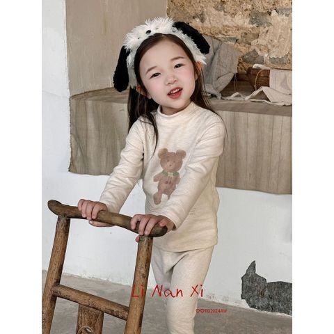 Linanxi-Bộ Đồ Dài Tay Cổ Tròn Kín Giữ Ấm Cổ, Giữ Nhiệt Vùng Bụng Hoạ Tiết Dễ Thương Cho Bé Trai Bé Gái Thu Đông 2024