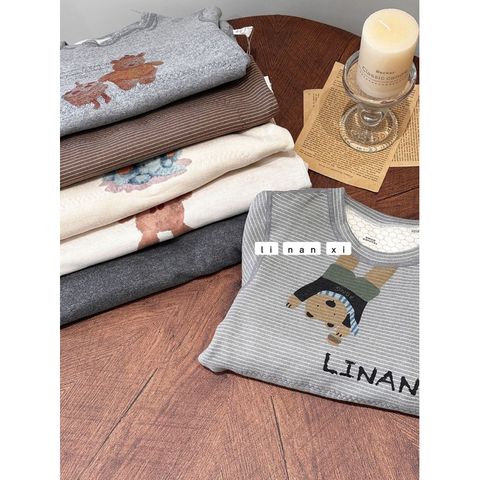 Linanxi-Bộ Đồ Dài Tay Cổ Tròn Kín Giữ Ấm Cổ, Giữ Nhiệt Vùng Bụng Hoạ Tiết Dễ Thương Cho Bé Trai Bé Gái Thu Đông 2024