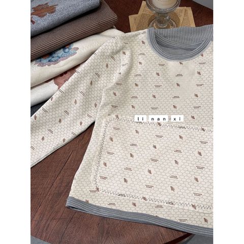 Linanxi-Bộ Đồ Dài Tay Cổ Tròn Kín Giữ Ấm Cổ, Giữ Nhiệt Vùng Bụng Hoạ Tiết Dễ Thương Cho Bé Trai Bé Gái Thu Đông 2024