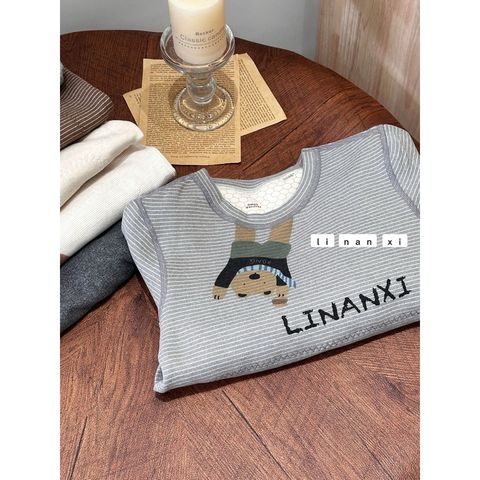 Linanxi-Bộ Đồ Dài Tay Cổ Tròn Kín Giữ Ấm Cổ, Giữ Nhiệt Vùng Bụng Hoạ Tiết Dễ Thương Cho Bé Trai Bé Gái Thu Đông 2024