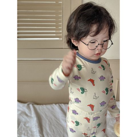 Bộ Đồ Dài Tay Cotton Họa Tiết Dễ Thương Cho Bé Trai/Gái - Mẫu Mới 2023 Phiên Bản Hàn Quốc, Thoải Mái, Dịu Êm
