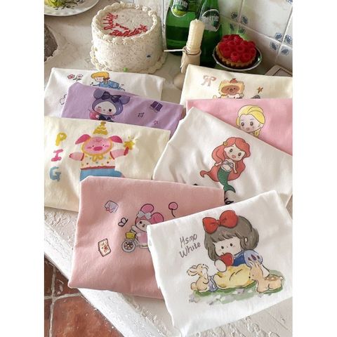 Áo Thun Dài Tay In Hoạt Hình Dễ Thương Cho Bé Gái Phong Cách Hàn Quốc - Thời Trang Thu Đông 2024, Size 90-150