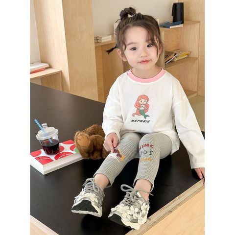 Quần Legging Gân Sọc In Hình Cho Bé Gái 1-8 Tuổi - Chất Liệu Mềm Mại, Co Dãn Tuyệt Vời, Phong Cách Hàn Quốc Mùa Thu Đông