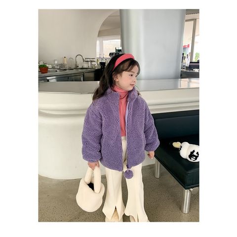 [Xả hàng] Áo Khoác Ambbkids Lông Trần Bông Khoai Môn Tím Sang Trọng Phong Cách Hàn Quốc Cho Bé Gái