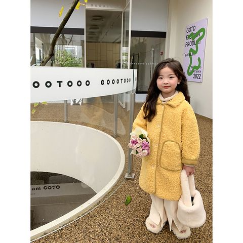[Xả Hàng] Áo Khoác Lông Dáng Dài Ambbkids Phong Cách Hàn Quốc Dễ Thương Cho Bé