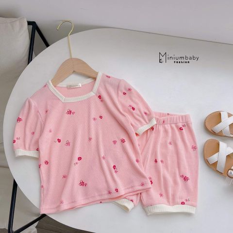 Đồ Bộ Cộc Tay Thêu Rau Củ Quả Dễ Thương Cho Bé - Bộ Thời Trang Mùa Hè Mát Mẻ, Phong Cách Đáng Yêu Từ MINIUMBABY, Size 1-6 Tuổi