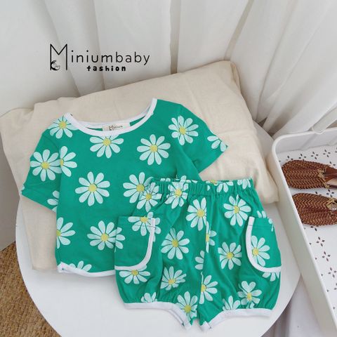 Đồ Bộ Cộc Tay Thêu Rau Củ Quả Dễ Thương Cho Bé - Bộ Thời Trang Mùa Hè Mát Mẻ, Phong Cách Đáng Yêu Từ MINIUMBABY, Size 1-6 Tuổi