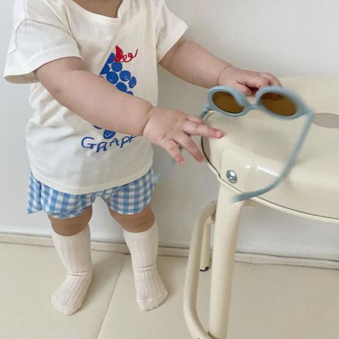 2023 Bộ Cộc Hoa Quả Phối Quần Kẻ Caro Phong Cách Hàn Quốc Cực Xinh Cho Bé Trai Bé Gái