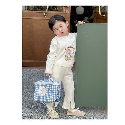 Bộ Quần Áo Thu Đông Có Mũ và Quần Loe Xẻ Giữa Phong Cách Sành Điệu Cho Bé Gái - Thời Trang Trẻ Em Xinh Xắn