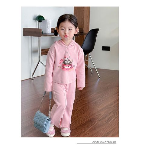 Bộ Quần Áo Thu Đông Có Mũ và Quần Loe Xẻ Giữa Phong Cách Sành Điệu Cho Bé Gái - Thời Trang Trẻ Em Xinh Xắn