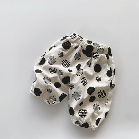 Quần Lửng Hoạ Tiết Cotton Mùa Hè 2023 Cá Tính Cho Bé Trai và Bé Gái Cotton Xược Mỏng In Sóng Chấm Bi Quần Dài Hàn Quốc