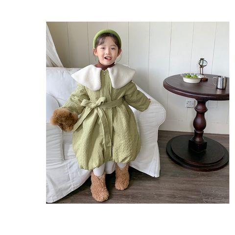 Áo Khoác Dáng Dài Cổ Lông Trắng Hàn Quốc Cho Bé Gái - Thời Trang Dày Dặn Xu Hướng Siêu Dễ Thương, Gợi Nhớ Những Nàng Công Chúa